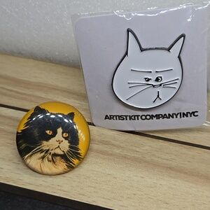 Cat Pin Set - Black and White Cat Brooches Pin